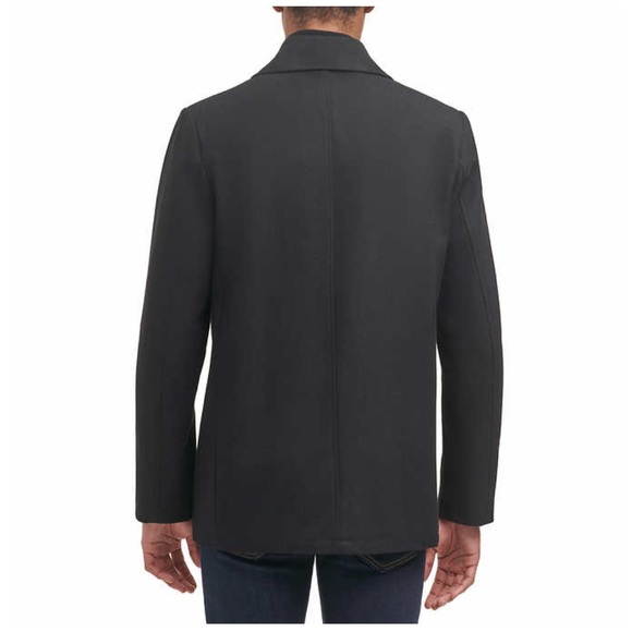 Kenneth Cole Men's Wool Blend Peacoat, Black - Picture 2 of 4